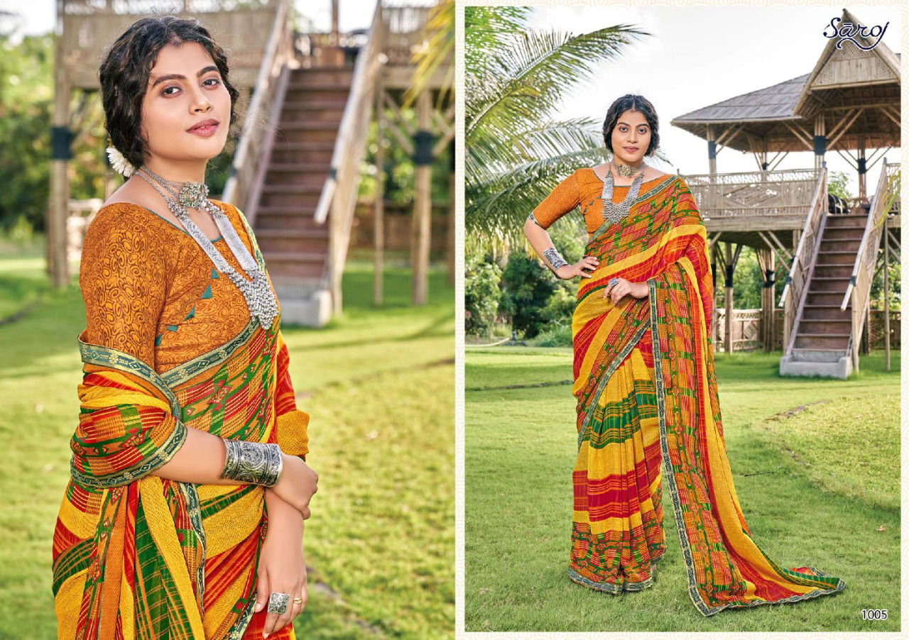 Saroj Aayushi Georgette Printed Regular Wear Latest Saree Collection
